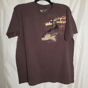 Guy Harvey Brown Graphic T-Shirt - Men's XL - Excellent Condition!